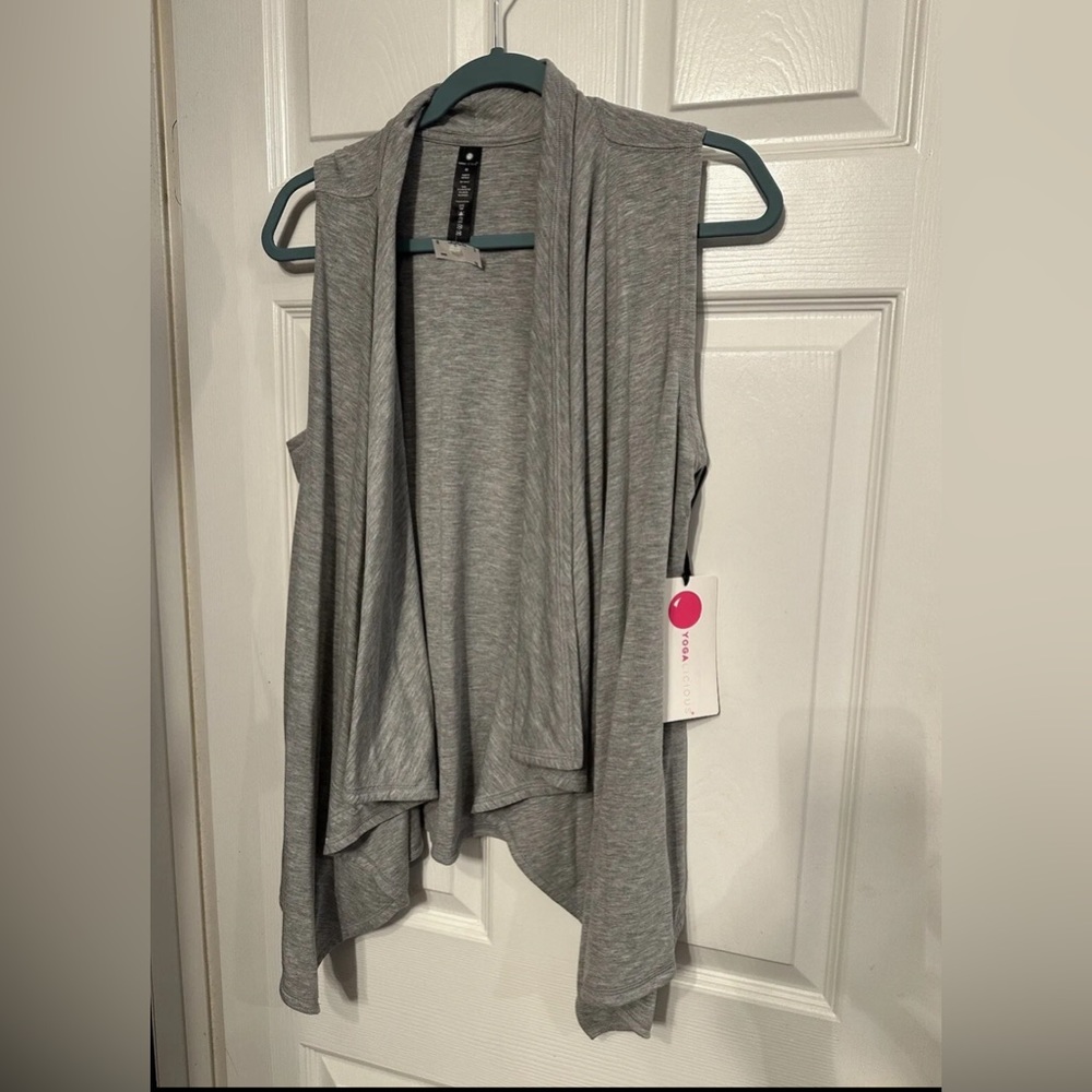 Yogalicious Women's Fly Away Open Front Draped Yoga Vest Heather Gray S M L